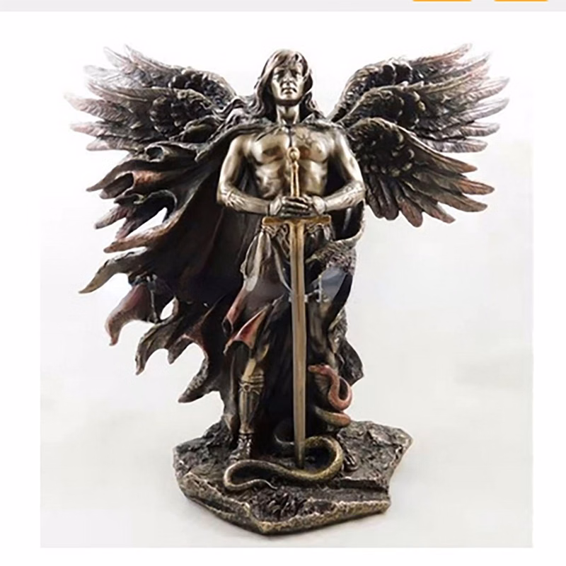 Angel Monument Bronze Warrior Statue Faith Trinket