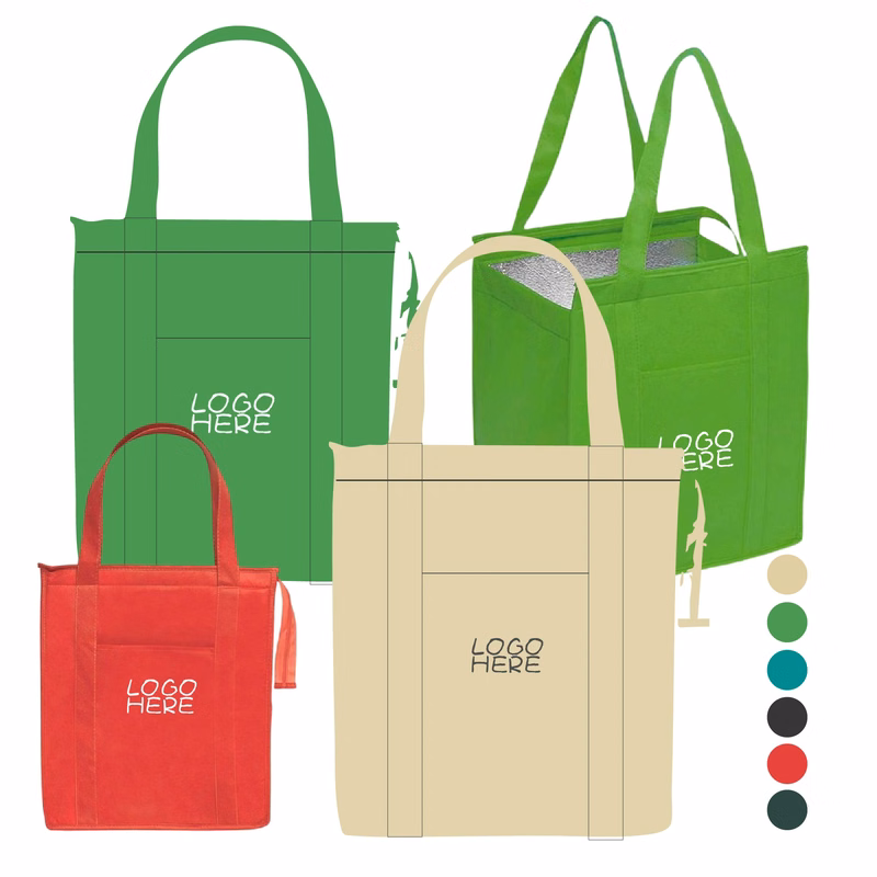 Non-Woven Zipper Insulated Lunch Tote Bag