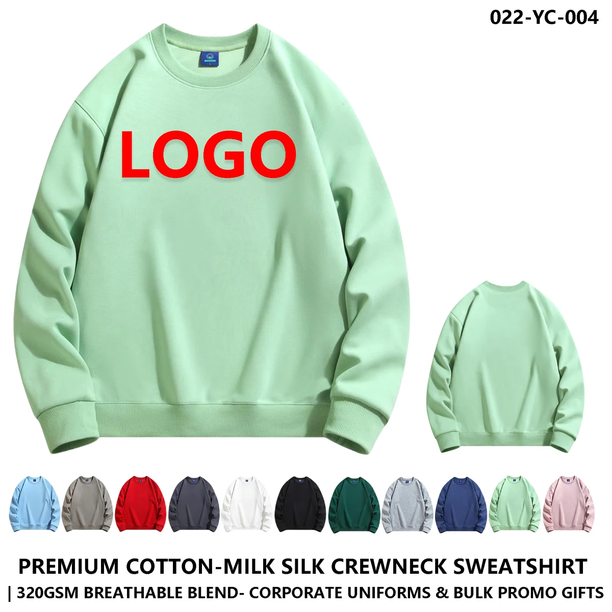 Custom Logo Cotton Milk Silk Crewneck Sweatshirt, custom hoodie or sweatshirt with logo imprint 1