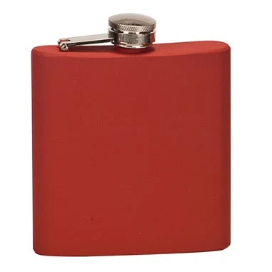 6oz Stainless Steel Flask - Matte Red 1