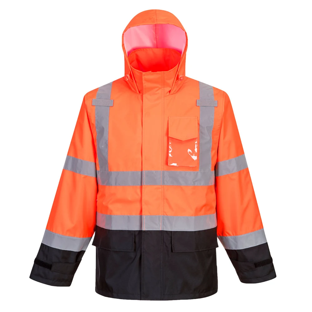 PORTWEST® Lightweight Hi-Vis Contrast Rain Traffic Jacket w/ Two-way Zipper 1