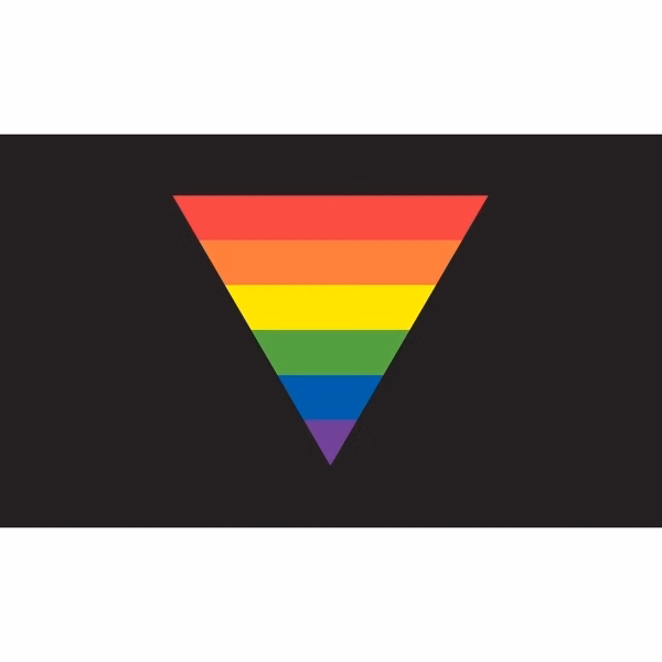 Black Rainbow Tri. Stick Flag