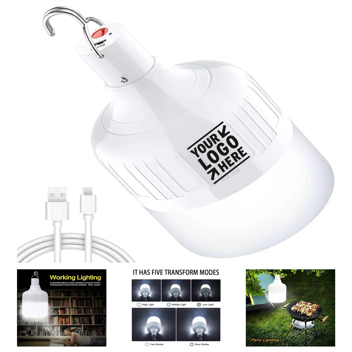 5 Lighting Modes Dimmable 8800mAh LED Bulb USB Hanging Tent 4800 Lumen Emergency Camping Lantern 1