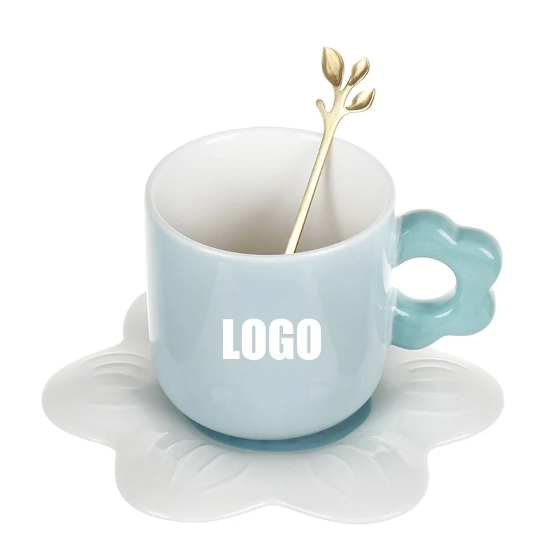 Custom 8 oz Ceramic Coffee Mug Saucer Set 1