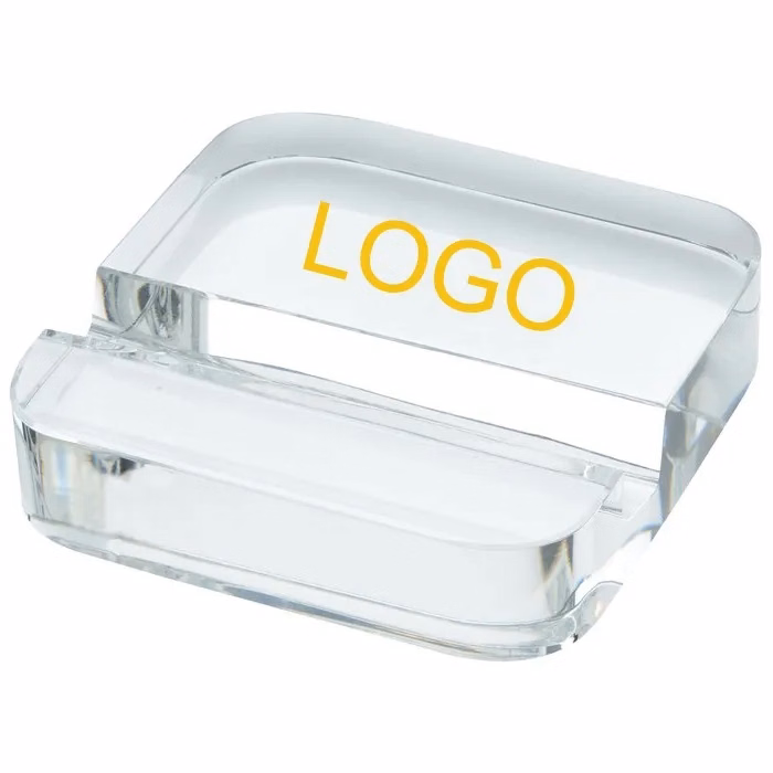 Square Crystal Phone Stand Paperweight