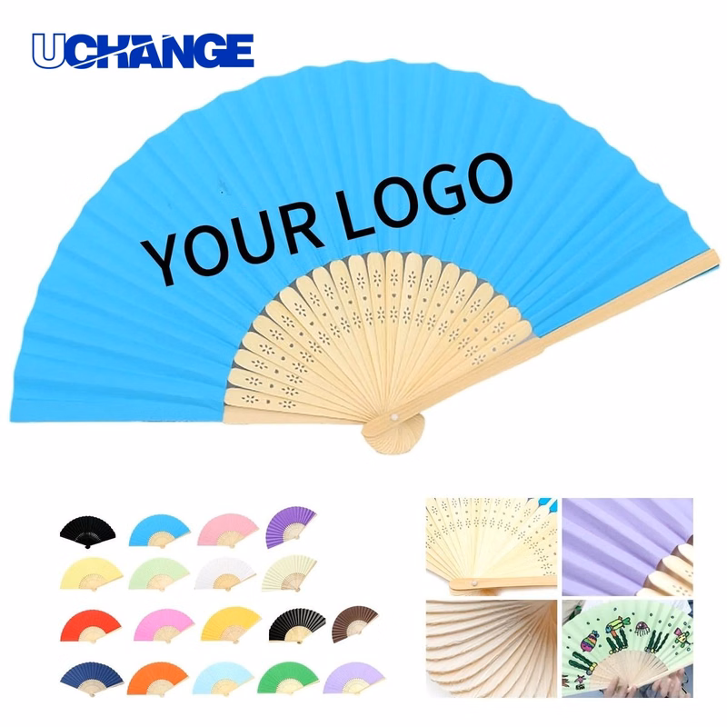 Bamboo Frame Paper Hand Fan 15 Inch