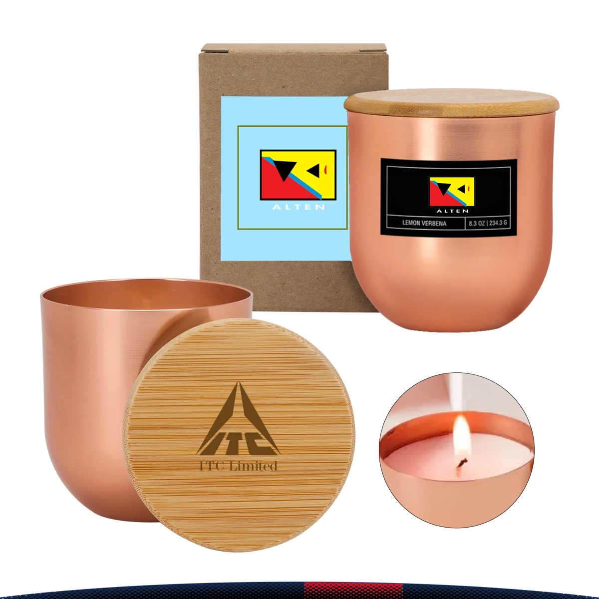 8 oz. Arthen White Wax Metallic Candle with Wood Lid 1