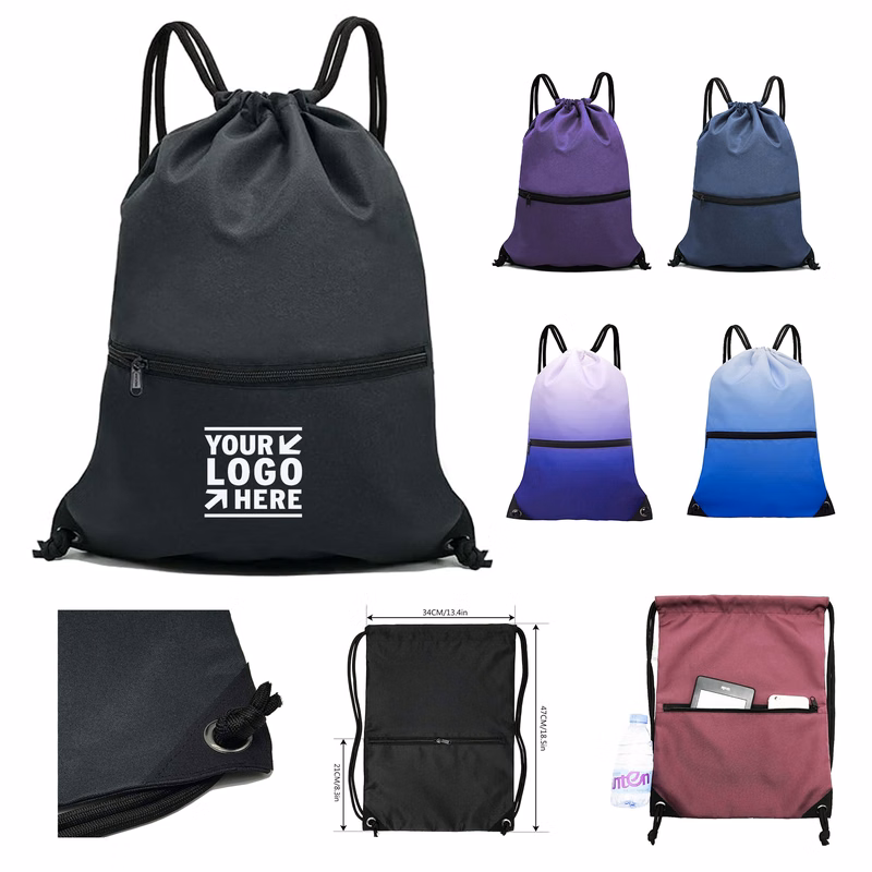 Travel Camping Recyclable Durable Drawstring Backpack Bag Sport Gym Sackpack