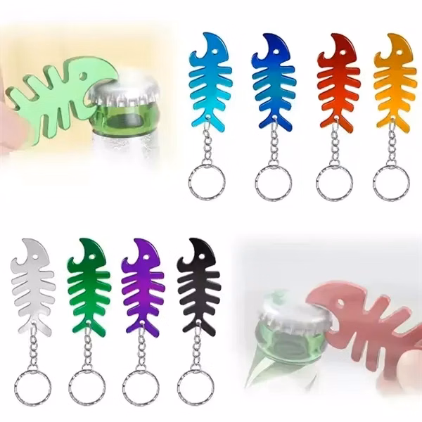 Custom 2.6 Inch Metal Fish Bone Keychain Bottle Opener — Portable Bar Accessory