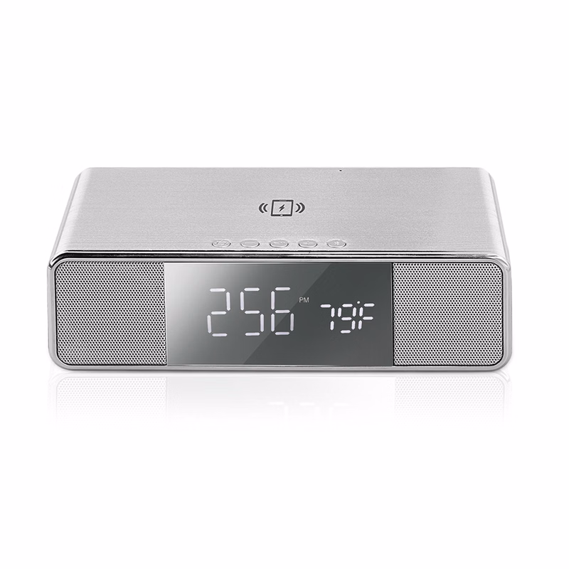 Encino Bluetooth Speaker and Wireless Charging Desk Clock