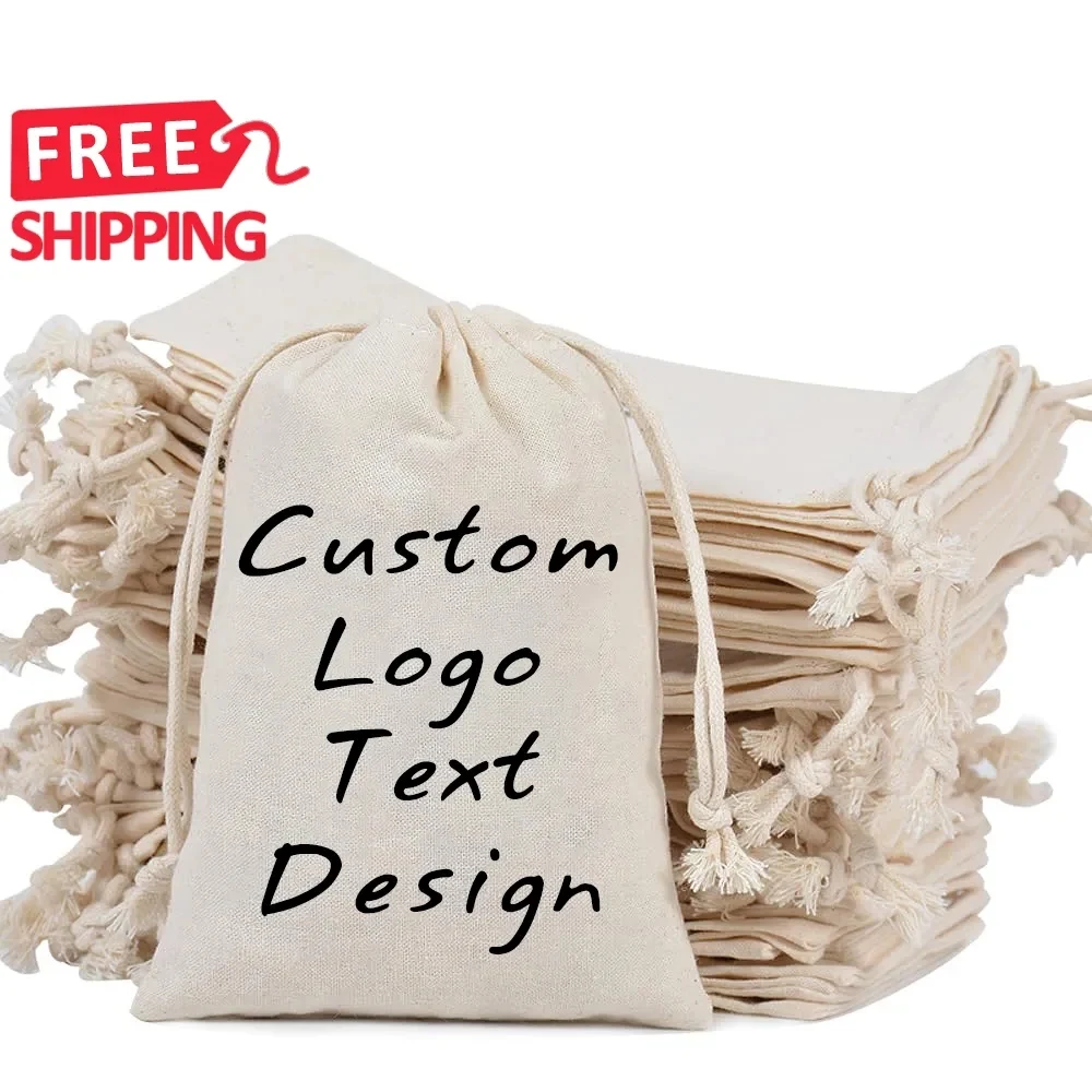 Organic Muslin Cotton Drawstring Bag 1