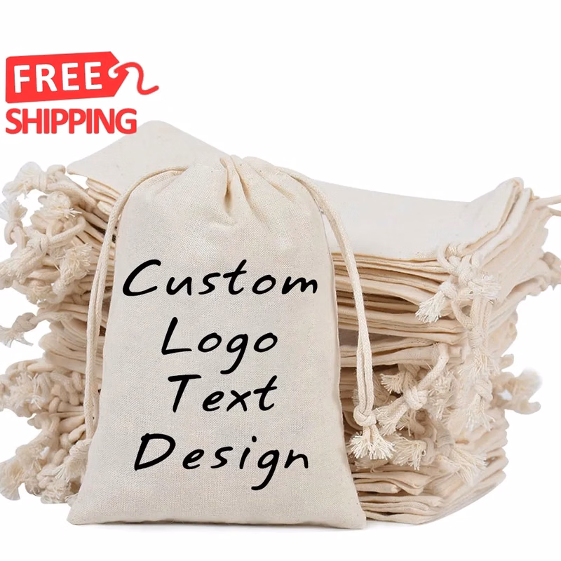 Organic Muslin Cotton Drawstring Bag