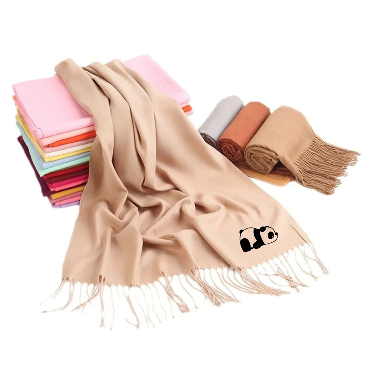 Soft Solid Shawl Wrap Scarf With Fringes MOQ 30PCS 1