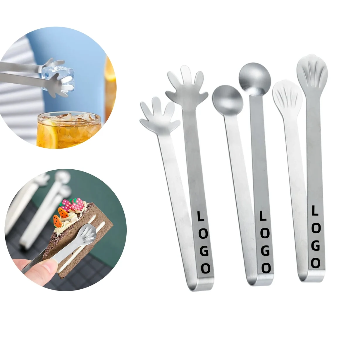 Stainless Steel Mini Serving Sugar Tongs for Ice Cubes Candy 1