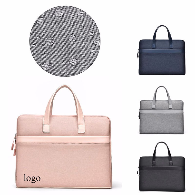 Sleek Woven Fabric Laptop Work Handbag