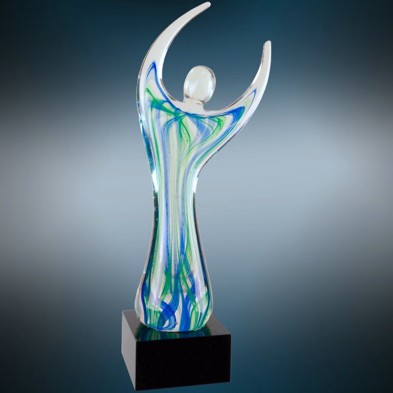 12" Raised Arms Art Glass Award