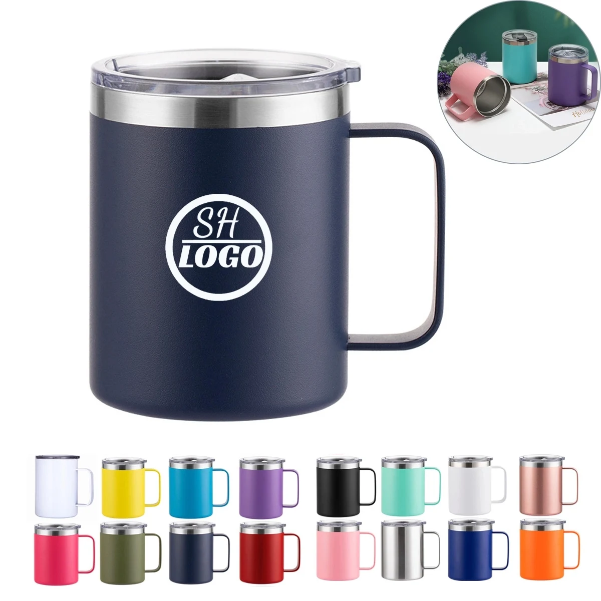 12Oz Stainless Steel Coffee Mug Cup With Handle 1