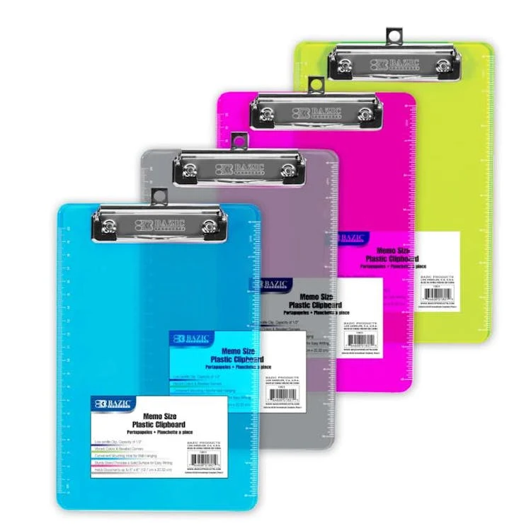 Plastic Clipboards - Memo Size Assorted 1