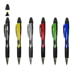 Shining Color Barrel Pen With Highlighter 1