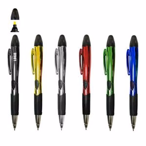 Shining Color Barrel Pen With Highlighter