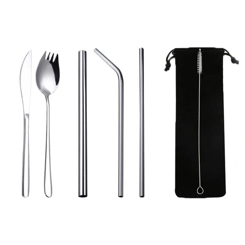 Stainless Steel Straw/Silverware Fork Spoon Straw Kit 1