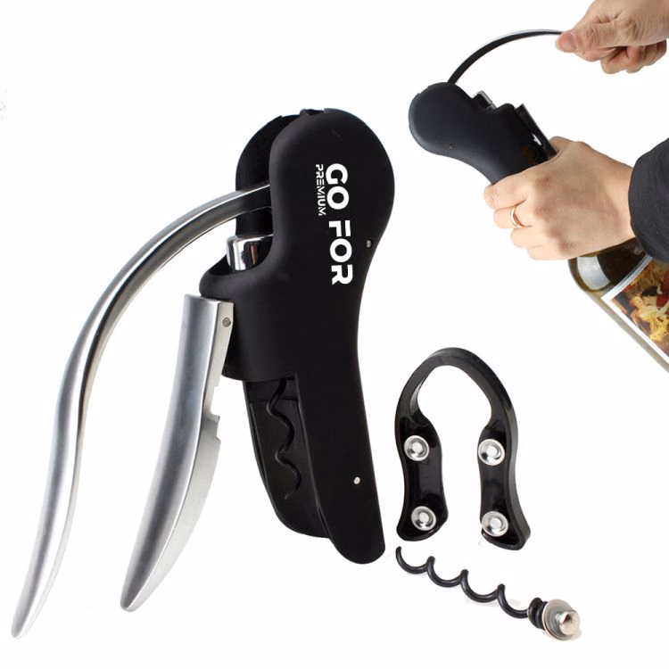Vertical Lever Bottle Opener Set with Built-in Foil Cutter