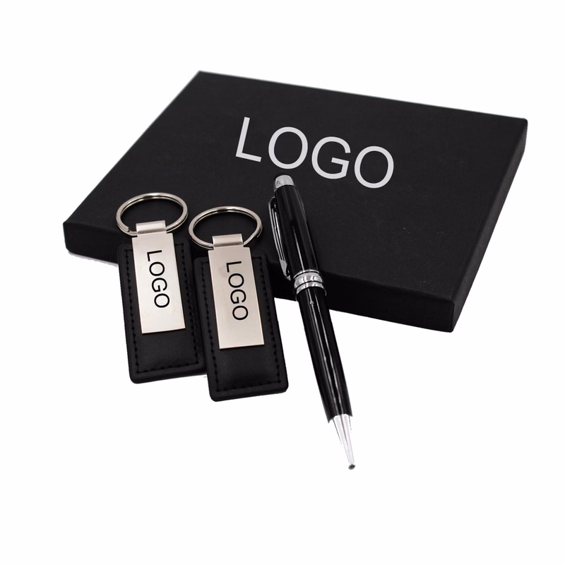 METAL PEN AND LEATHERETTE KEY TAG GIFT SET