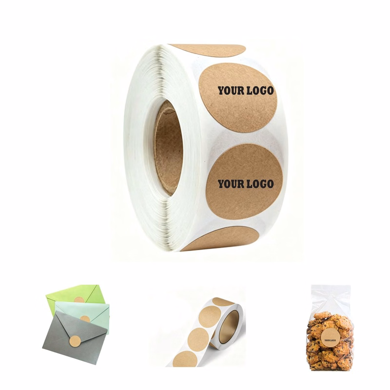 500 Sheets Round Kraft Paper Sealing Stickers Roll