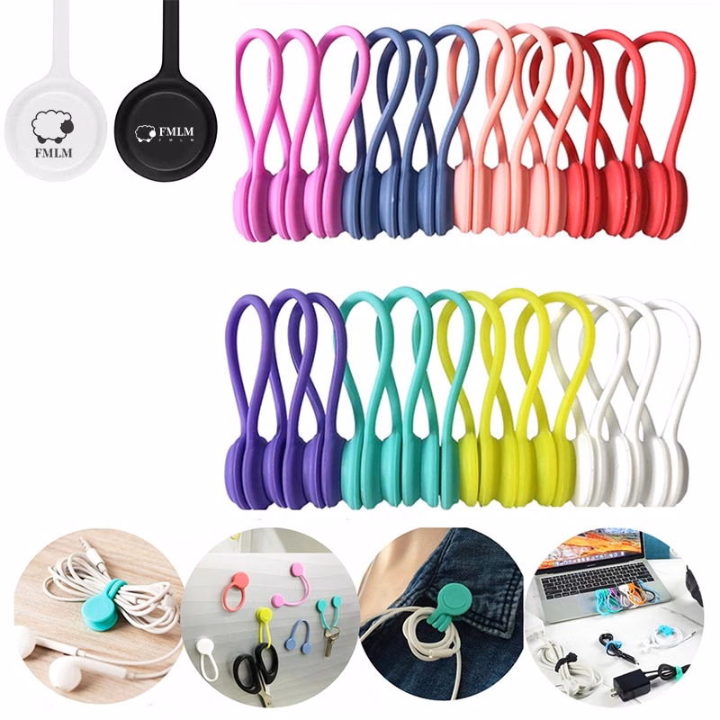 Silicone Magnetic Clips Cable Straps Cord Organizers