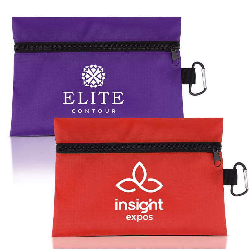 Ripstop Zipper Pouch With Carabiner 8.5" x 6"