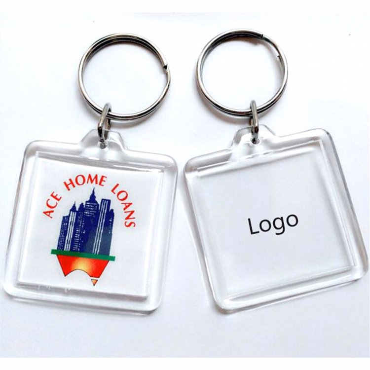 Rectangular Transparent Key Chain With Tag