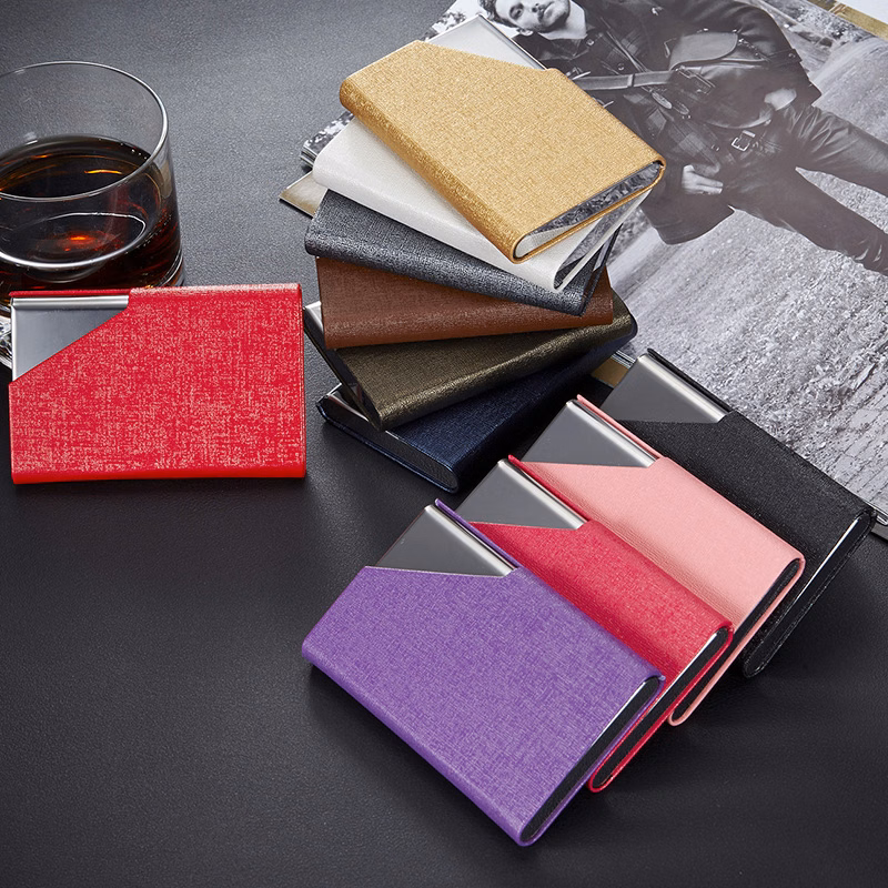 Metal PU Leather Business Card Holder