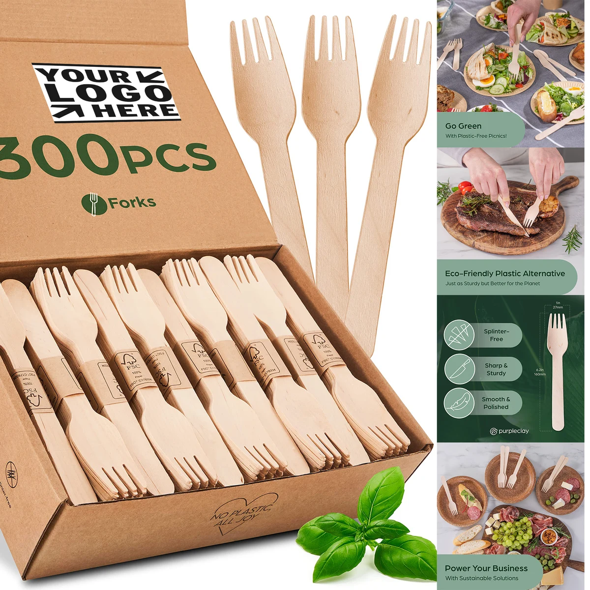 300 Piece Wooden Disposable Forks 1