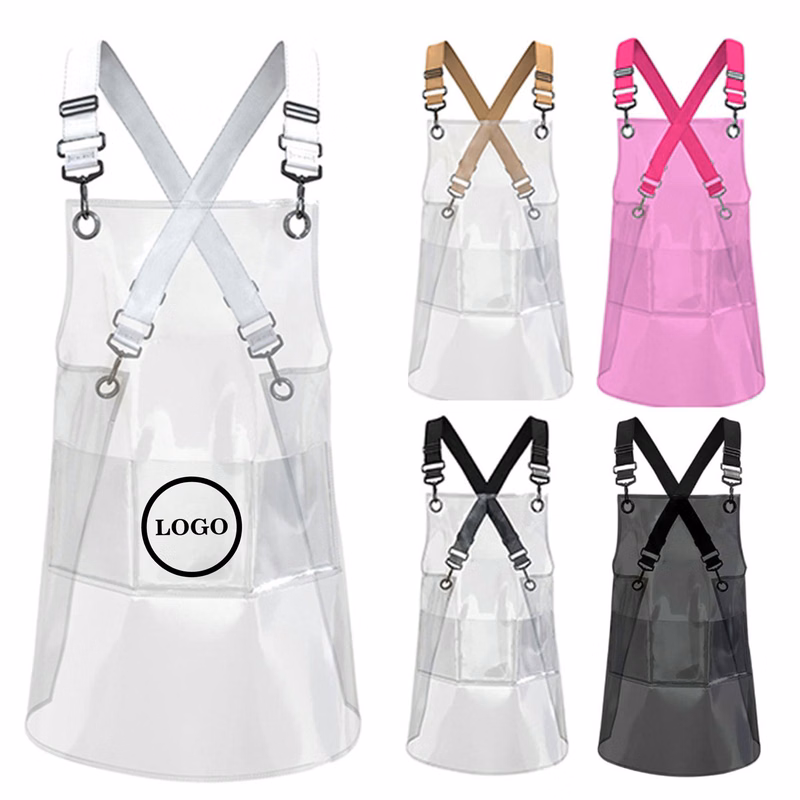 Adjustable Cross-back Salon Apron with 3 Pockets