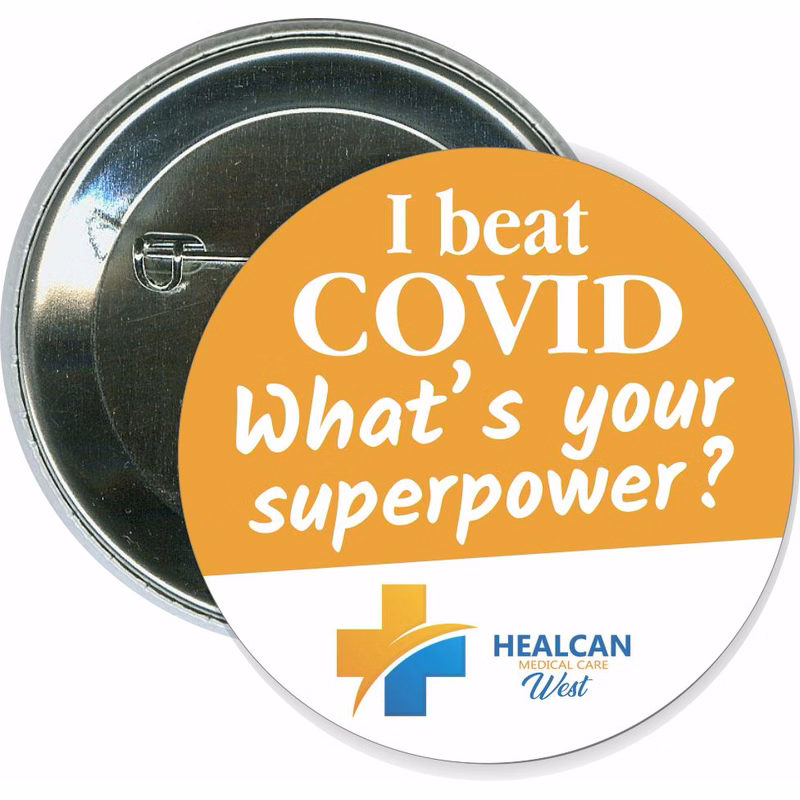 I Beat COVID- superpower, COVID-19, Coronavirus Button