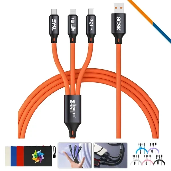 Custom Silicone 3in1 Fast Charging Cable — 480Mbps Multi Device Promo Charger 1