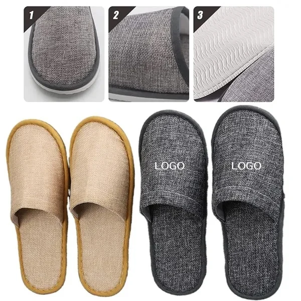 Non-Slip Linen Disposable Slippers 1