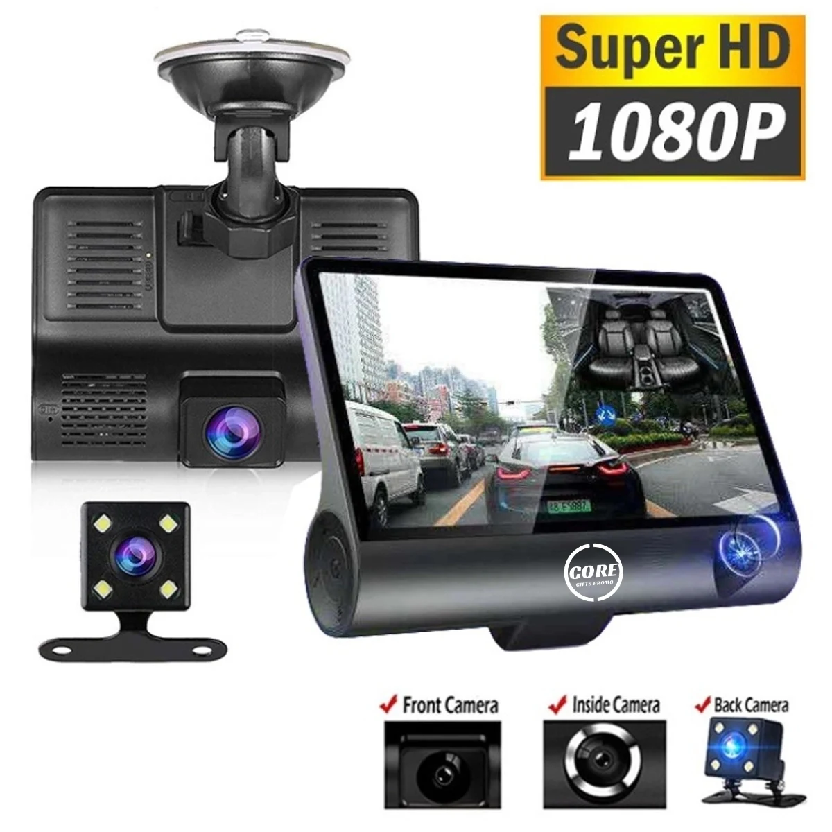 3 Lens Cameras Car Dash Cam with 4 inch Reverse Full Screen 1