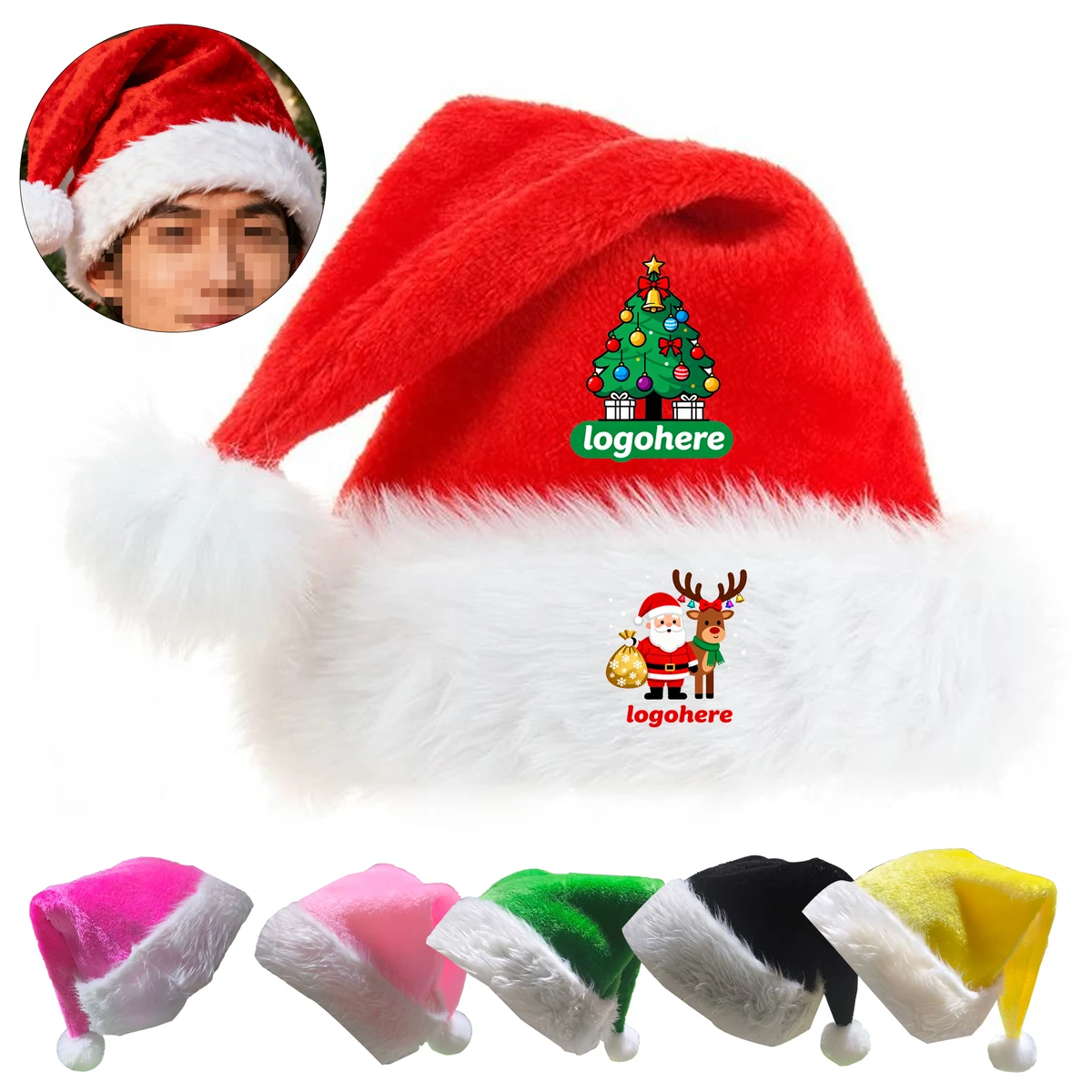 Plush Santa Hat with Custom Logo 1