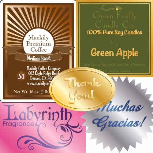 Square cut foil imprint label