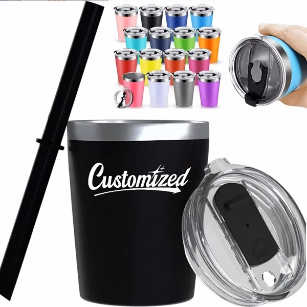 Custom 8 oz Insulated Steel Tumbler with Straw — Premium Travel Coffee Companion
