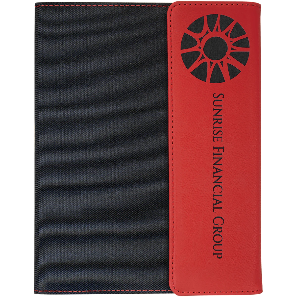 7" x 9" Red Leatherette & Black Canvas Portfolio 1
