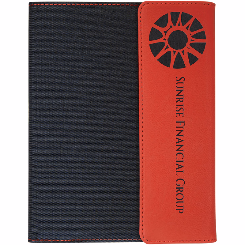7" x 9" Red Leatherette & Black Canvas Portfolio
