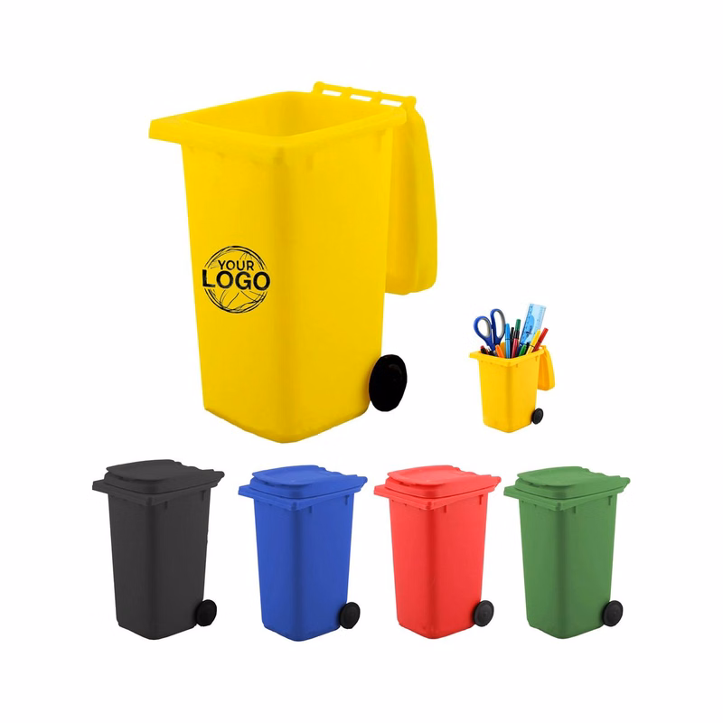 2-in-1 Trash Can Shaped Desk Organizer, Pen Holder & Mini Waste Bin