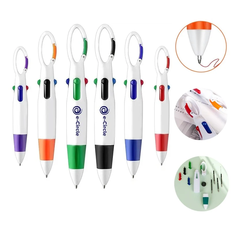 Retractable Shuttle Pens With Carabiner Clip 1
