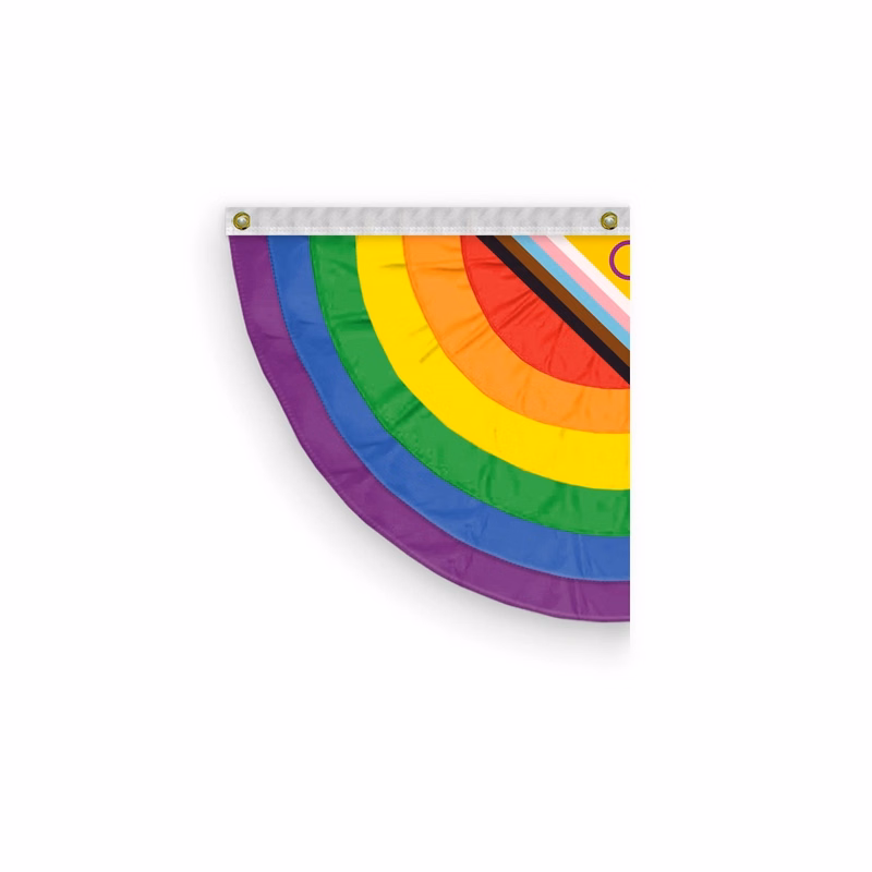 3'x3' Intersex Progressive Pride Pleated Half Fan- Left Side