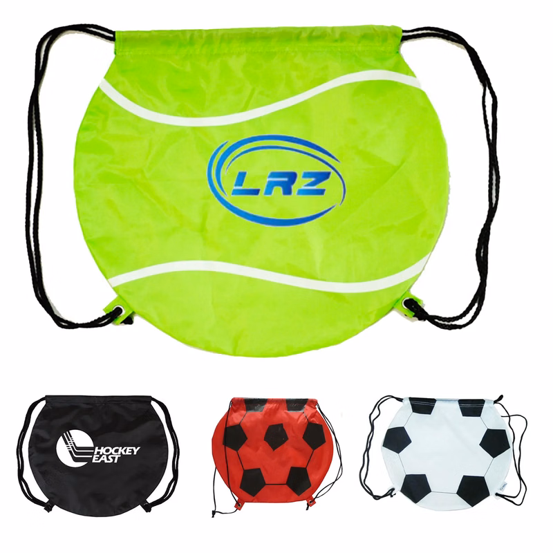 Tennis Design 210D Polyester Drawstring Bag