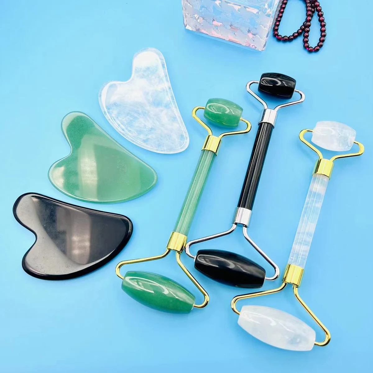 Jade Roller and Gua Sha Facial Tool Set 1