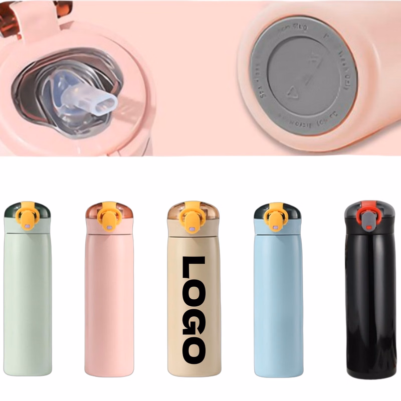 11oz Custom Stainless Steel Water Bottle With Straw