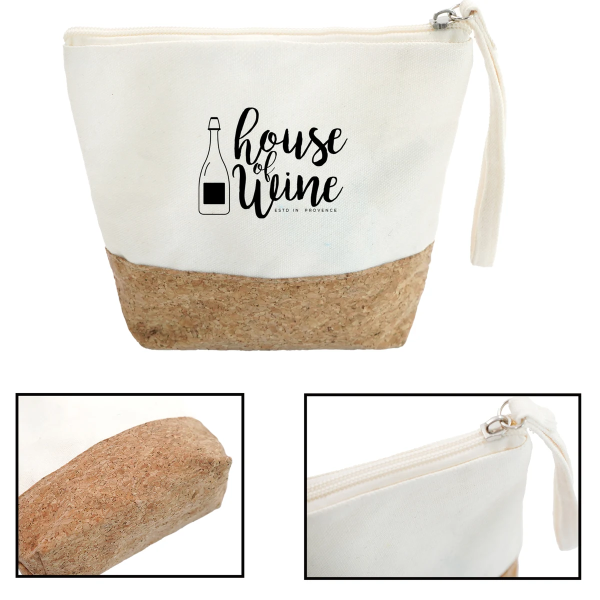 Eco-friendly Canvas Cork Cosmetic Bag Zipper Pouch 1